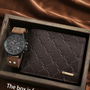 Caja de tarjeta tipo billetera portátil para reloj de tendencia de moda vaquera Vintage para hombre